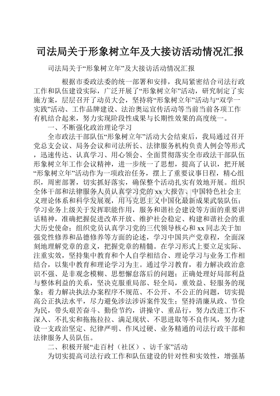 司法局关于形象树立年及大接访活动情况汇报.docx