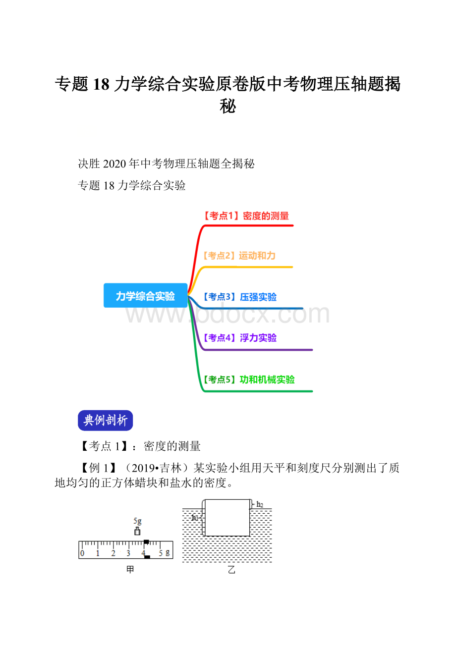 专题18 力学综合实验原卷版中考物理压轴题揭秘.docx