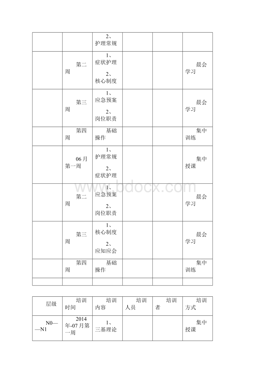 儿科护士分层培训计划表.docx_第3页