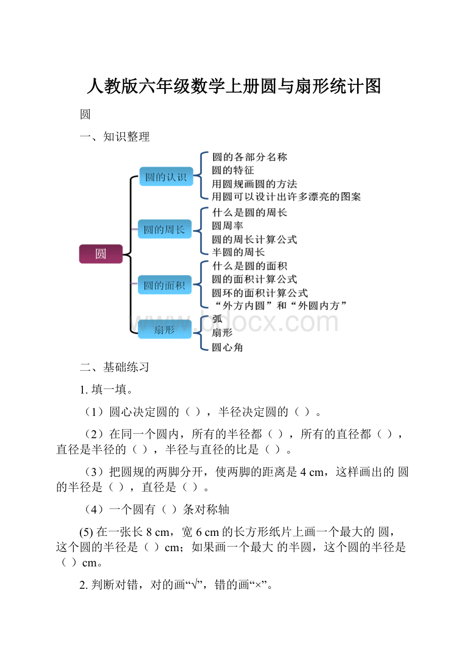 人教版六年级数学上册圆与扇形统计图.docx