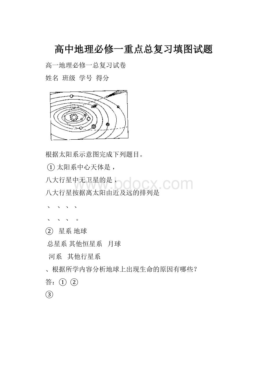 高中地理必修一重点总复习填图试题.docx_第1页