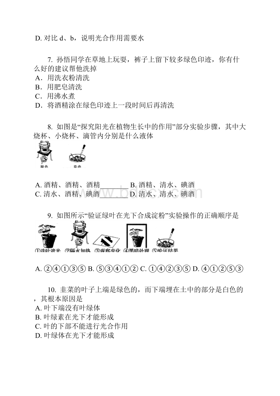 届九年级中考生物考点跟踪突破练习第8讲 绿色植物是生物圈中有机物的制造者含答案及解析.docx_第3页