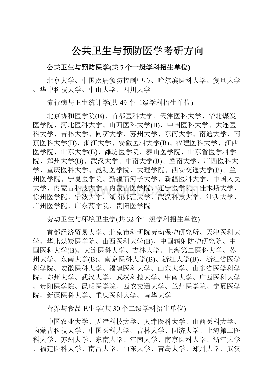 公共卫生与预防医学考研方向.docx_第1页