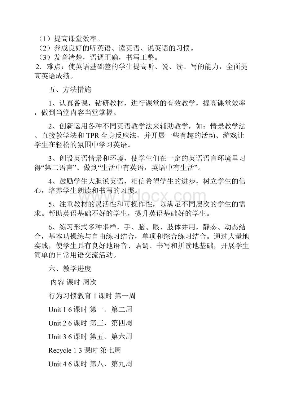 PEP版小学四年级下册各科英语教学计划清单.docx_第2页