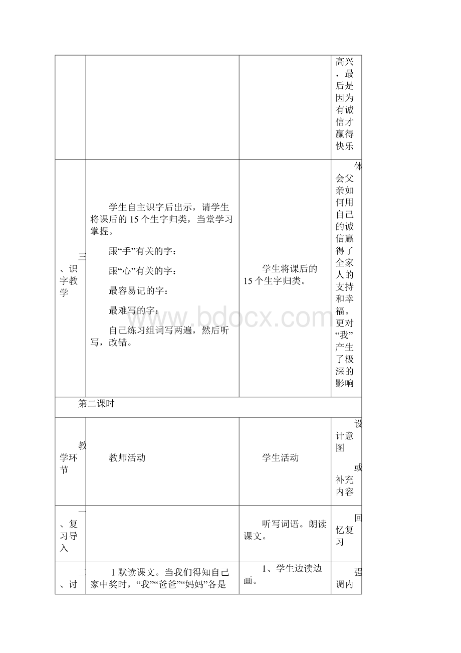 人教版小学四年级下册语文表格教案第二单元.docx_第3页