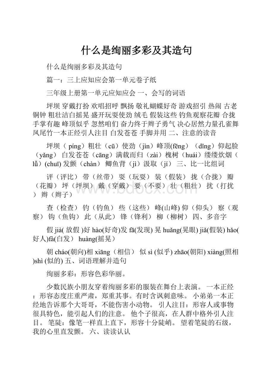 什么是绚丽多彩及其造句.docx