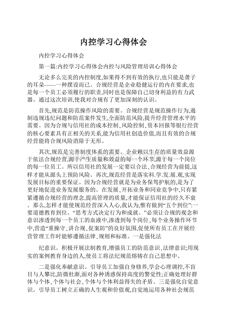 内控学习心得体会.docx