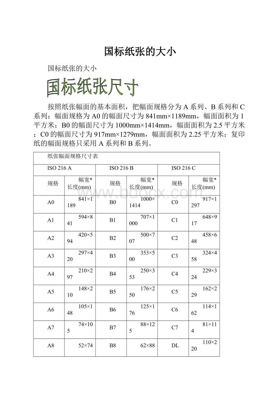 国标纸张的大小.docx_第1页