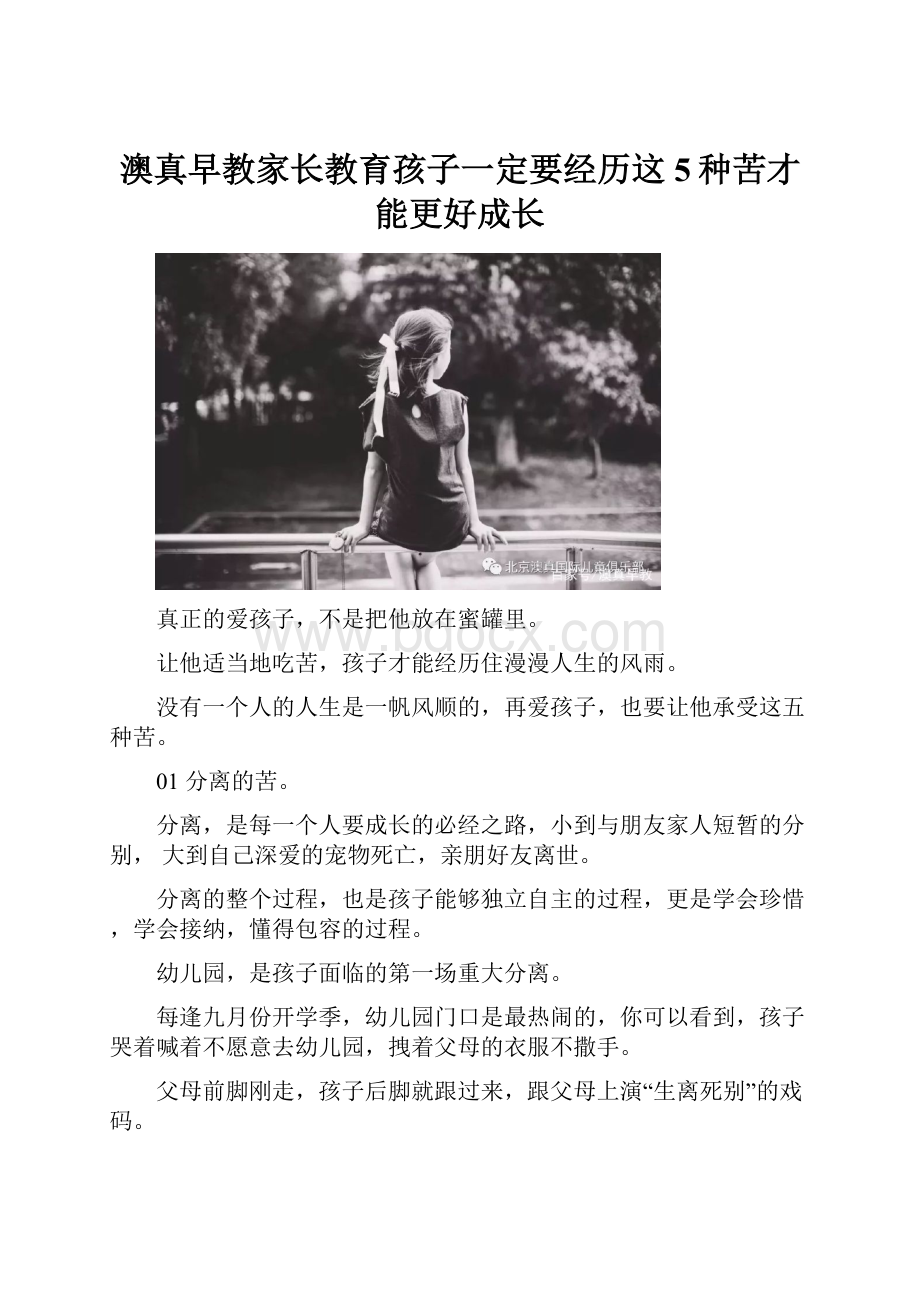 澳真早教家长教育孩子一定要经历这5种苦才能更好成长.docx