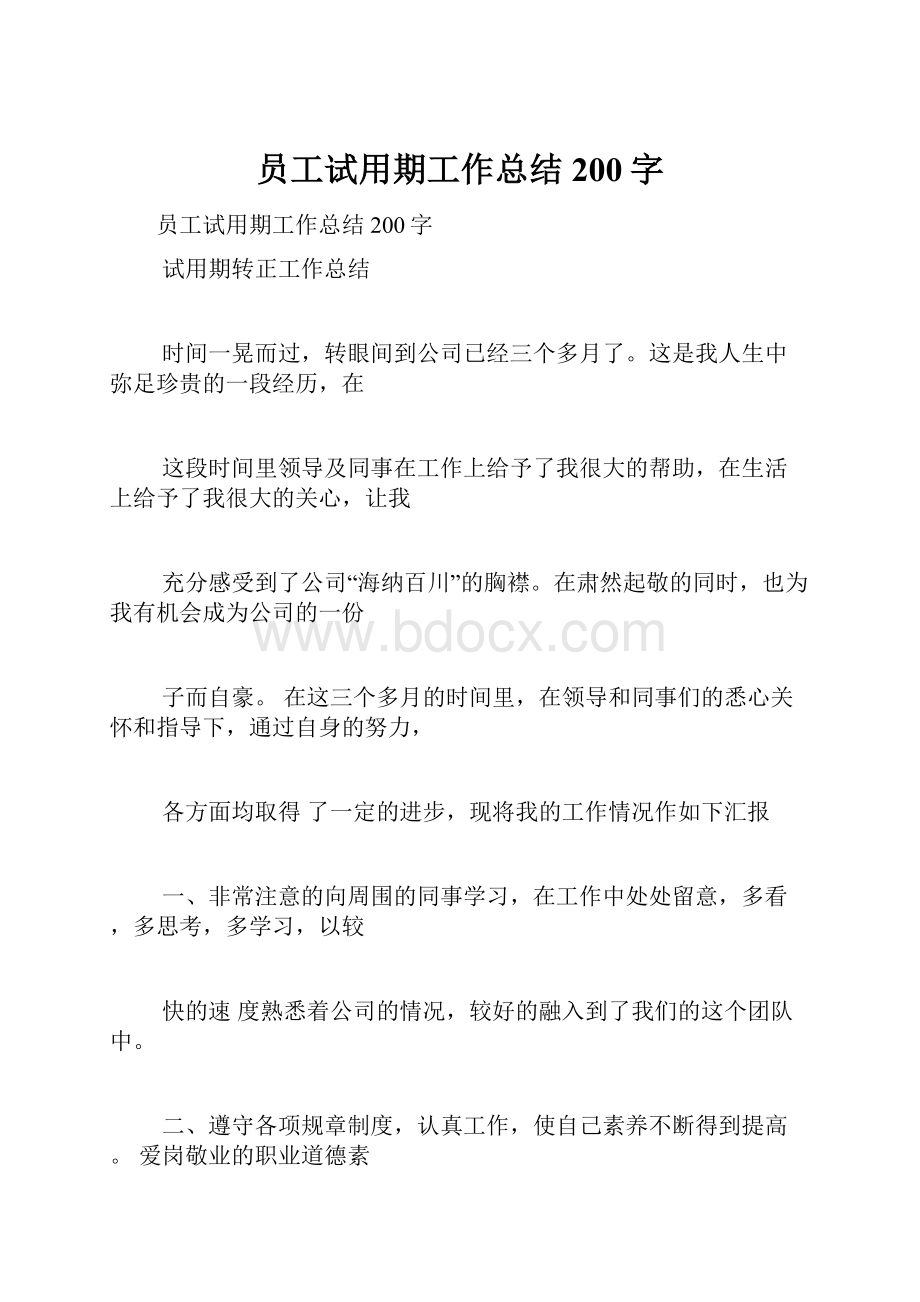 员工试用期工作总结200字.docx