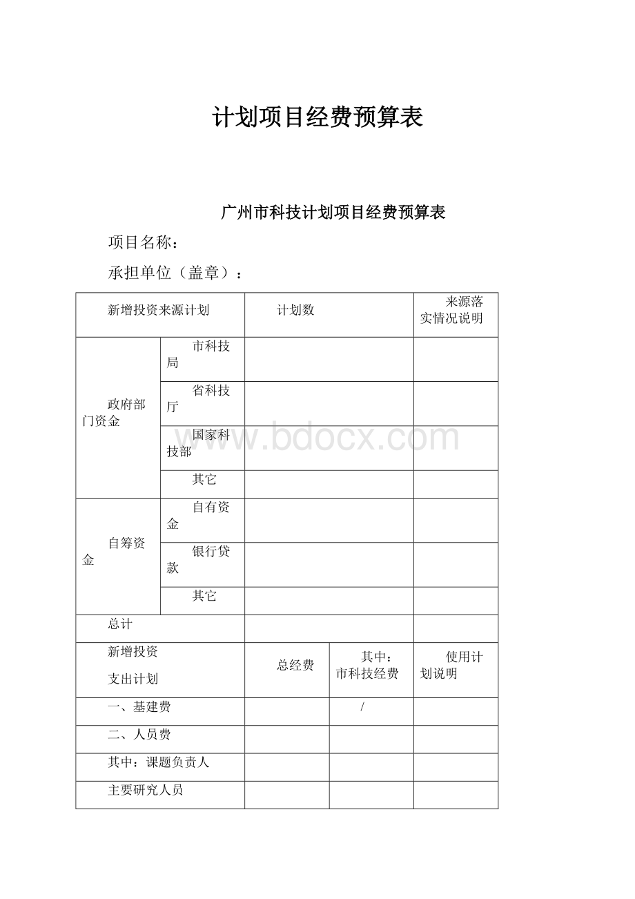 计划项目经费预算表.docx_第1页