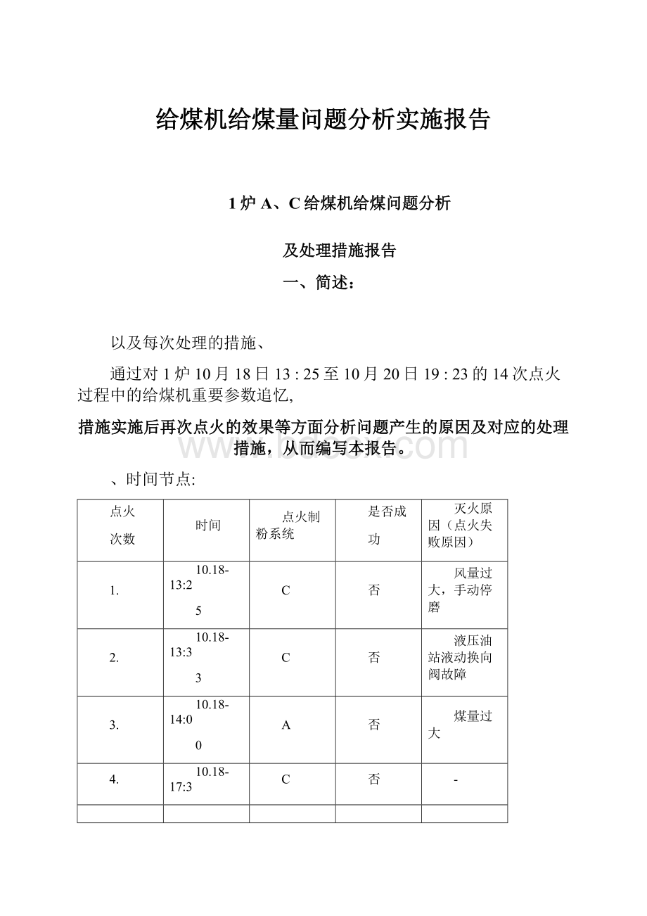 给煤机给煤量问题分析实施报告.docx_第1页