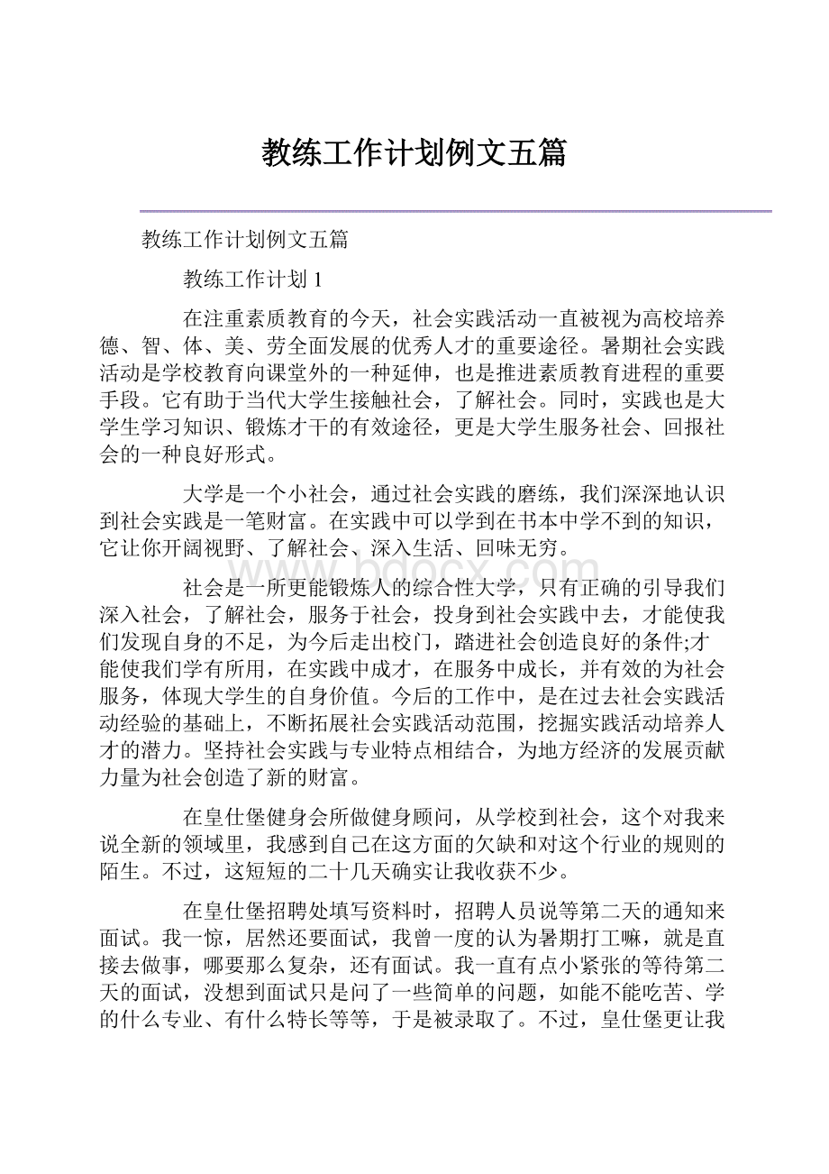 教练工作计划例文五篇.docx