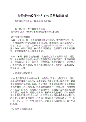 指导青年教师个人工作总结精选汇编.docx