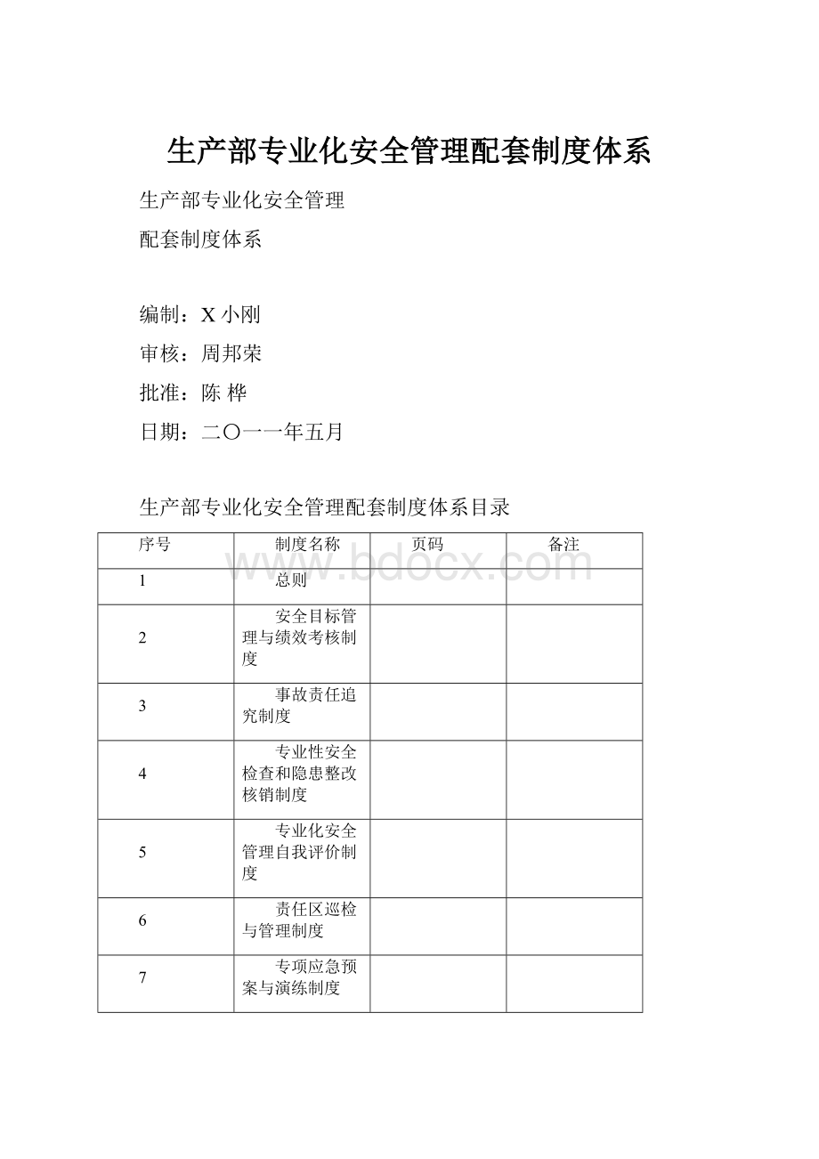 生产部专业化安全管理配套制度体系.docx