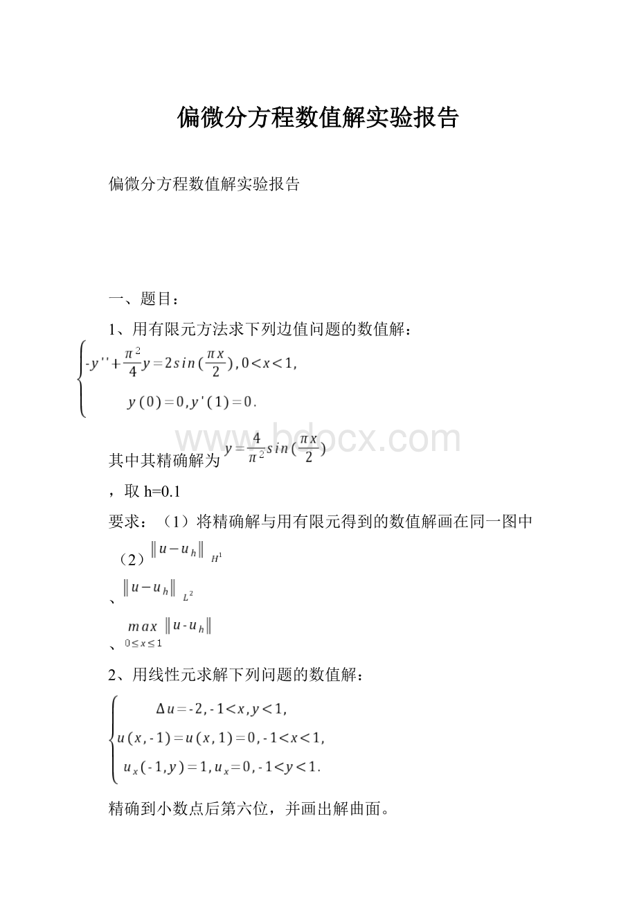 偏微分方程数值解实验报告.docx