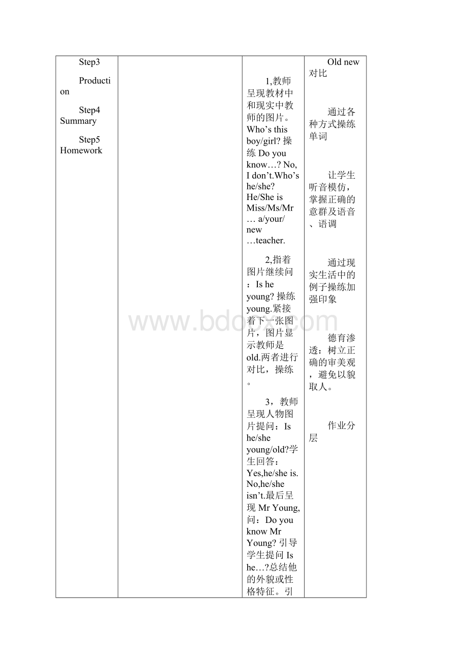 PEP小学英语五年级上册全册教案表格式.docx_第3页