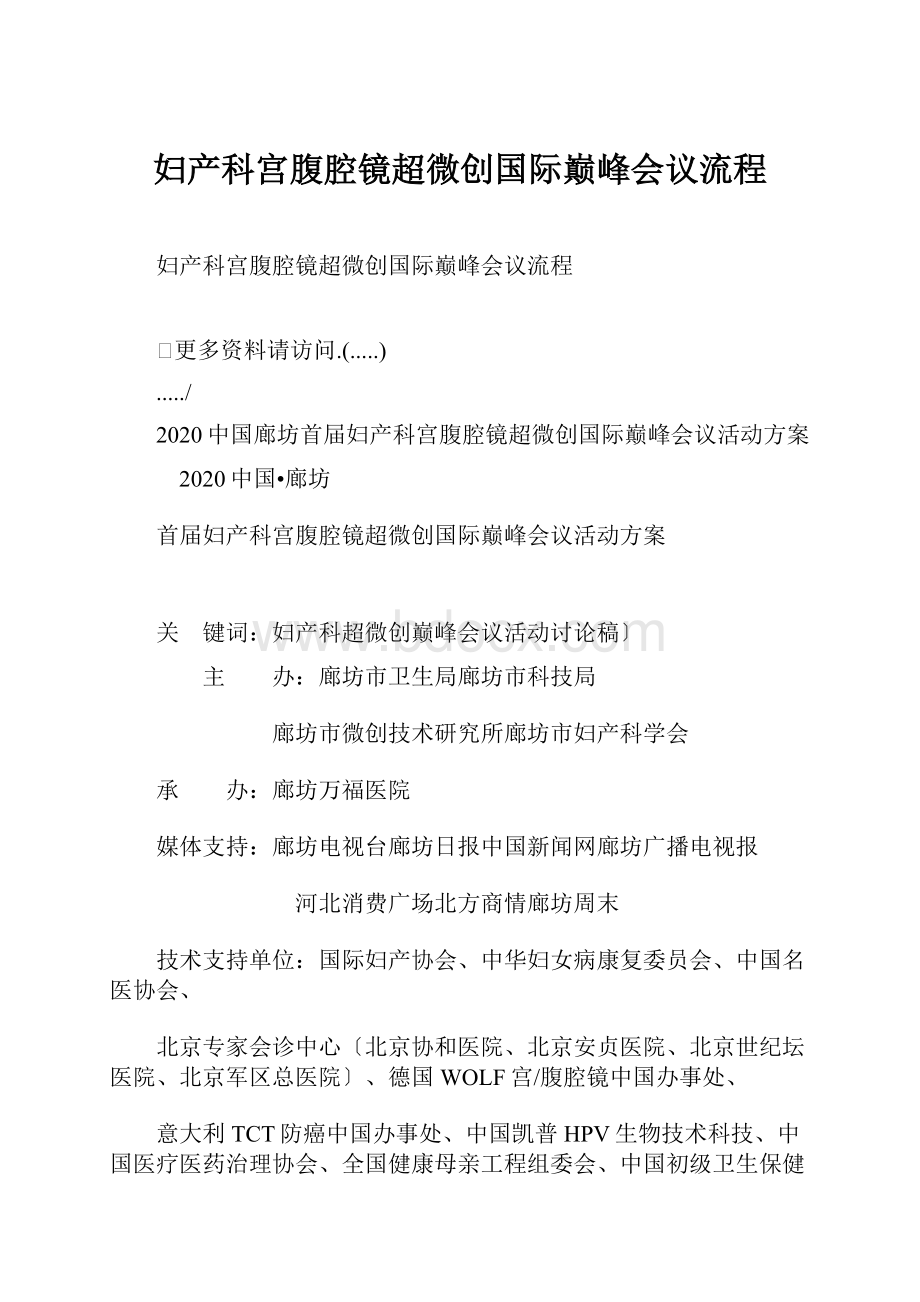 妇产科宫腹腔镜超微创国际巅峰会议流程.docx