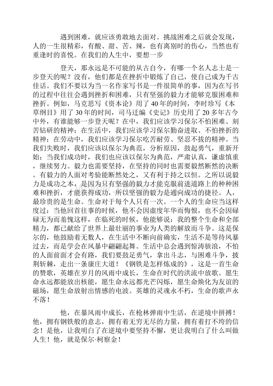 钢铁是怎样炼成的读后感1500字4篇.docx_第2页