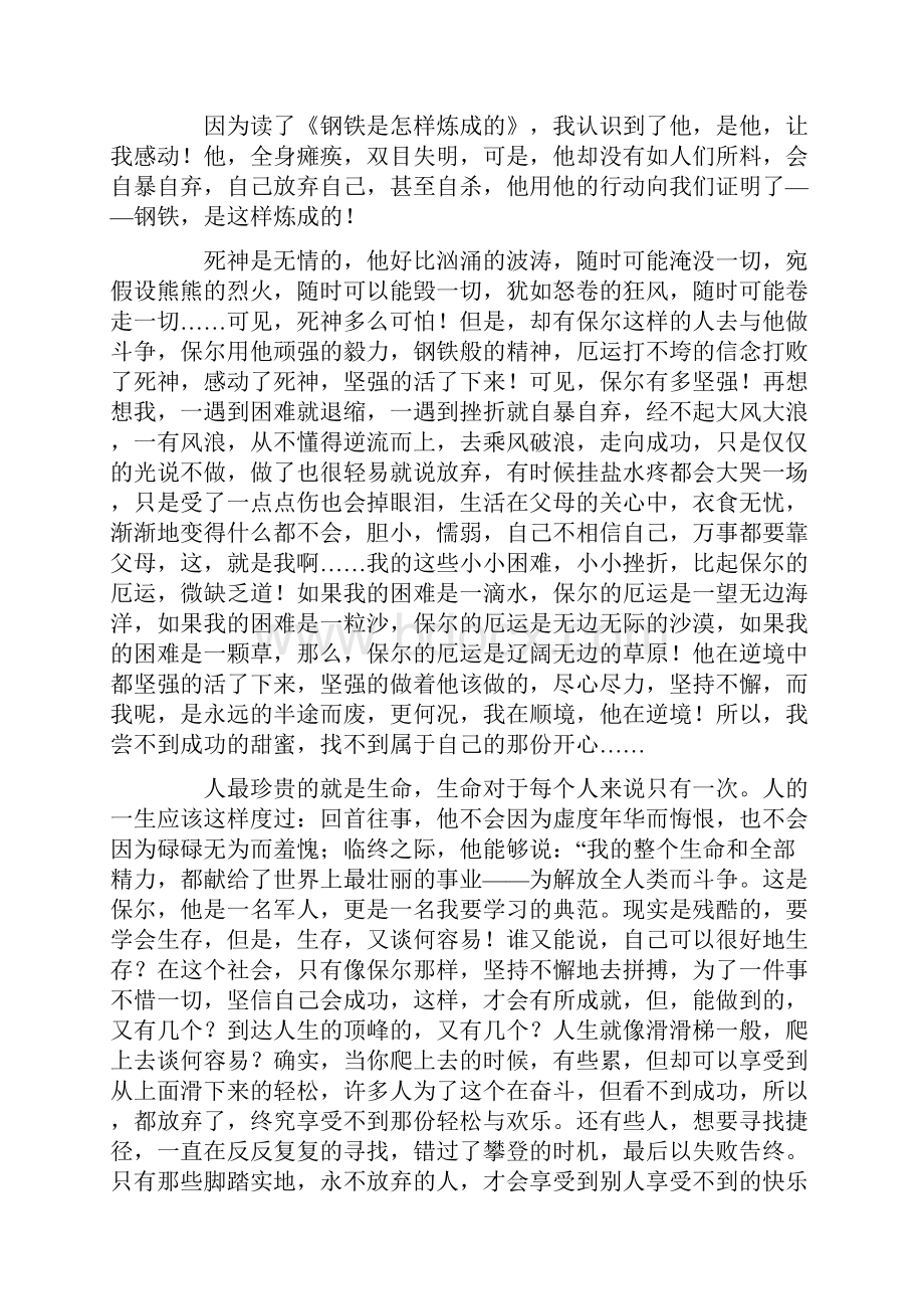 钢铁是怎样炼成的读后感1500字4篇.docx_第3页