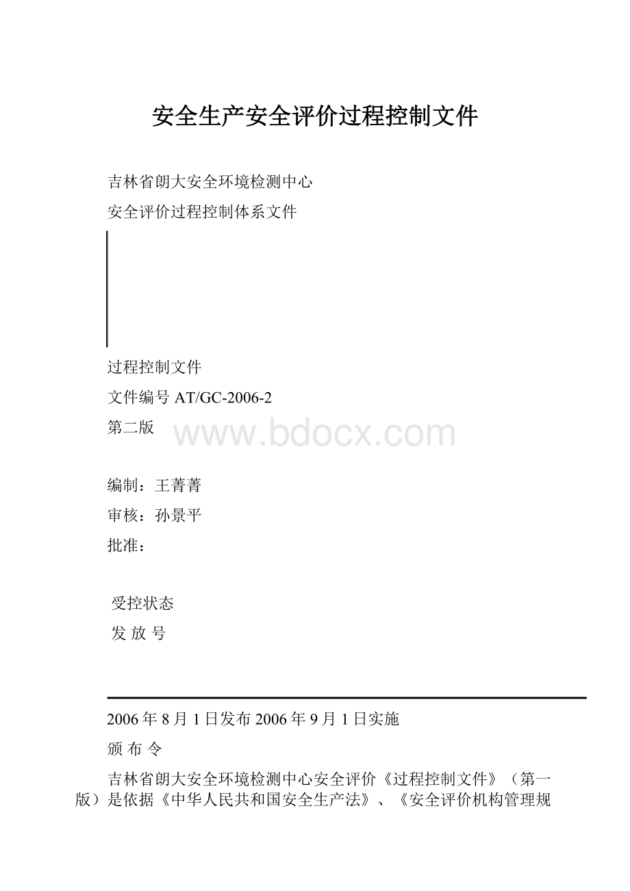 安全生产安全评价过程控制文件.docx_第1页