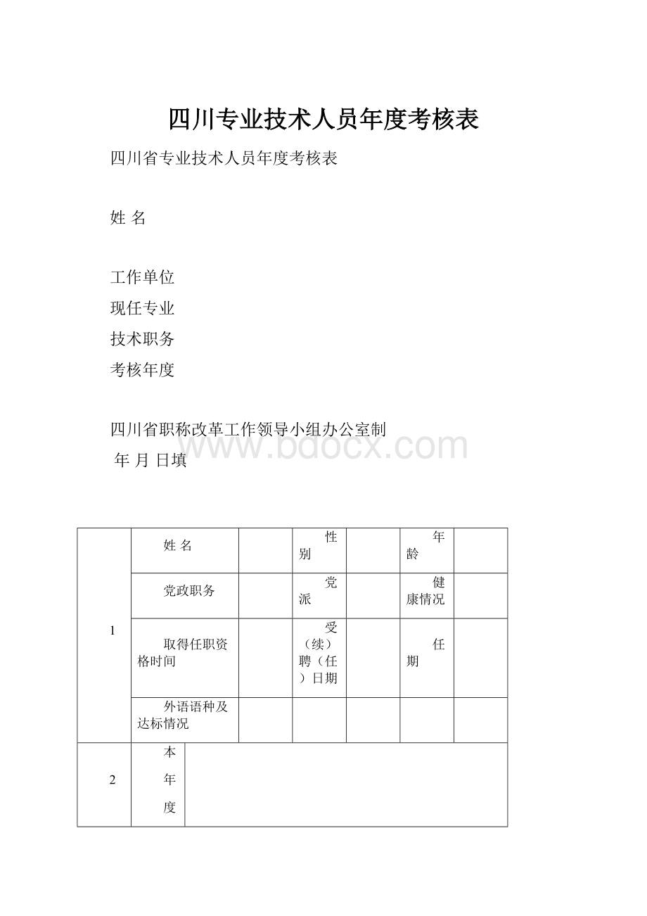 四川专业技术人员年度考核表.docx_第1页