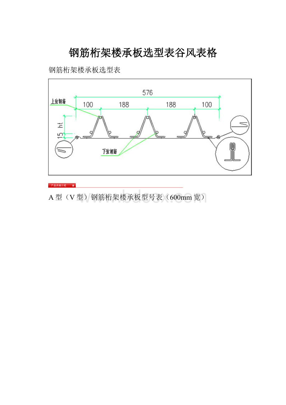 钢筋桁架楼承板选型表谷风表格.docx