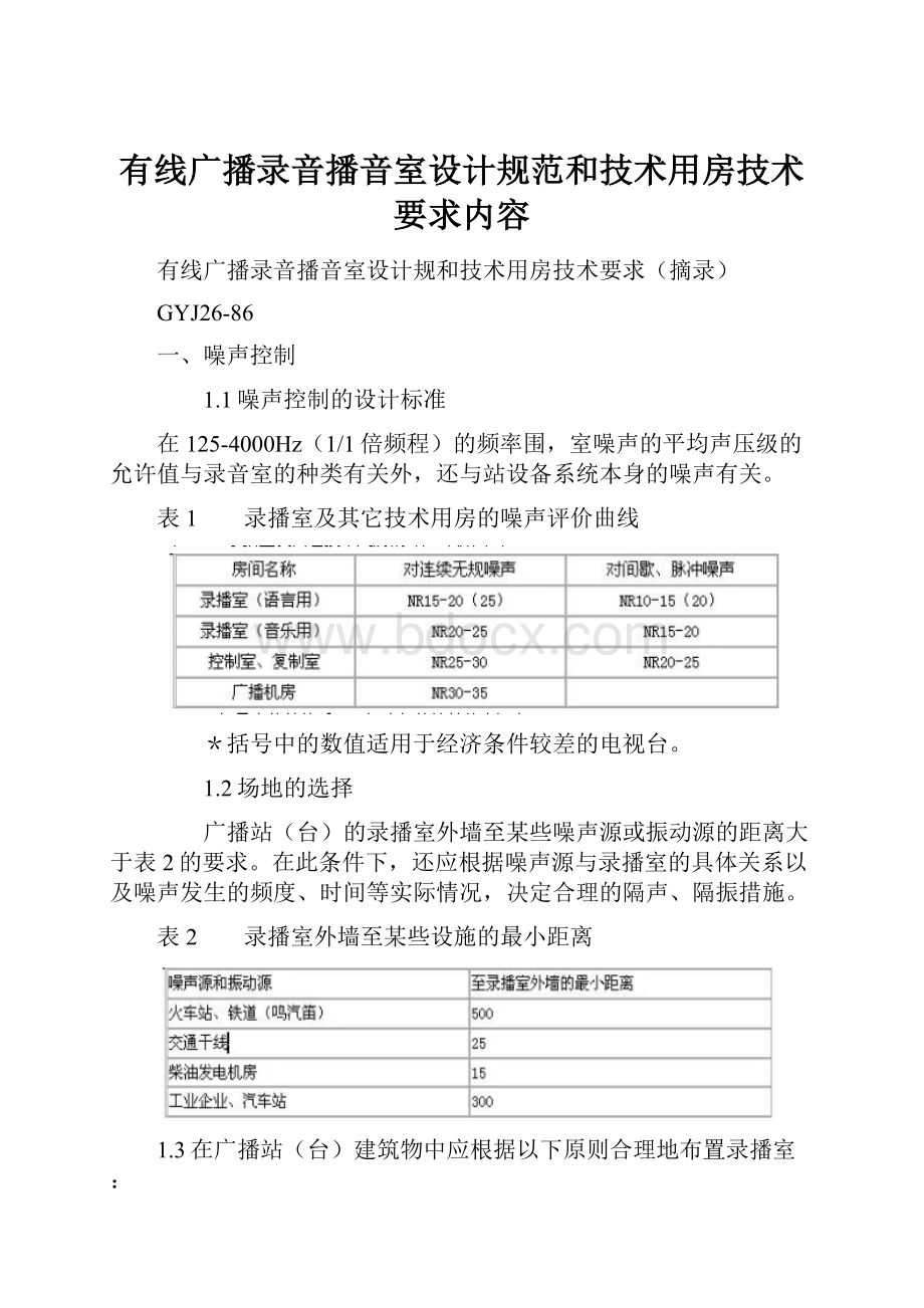 有线广播录音播音室设计规范和技术用房技术要求内容.docx