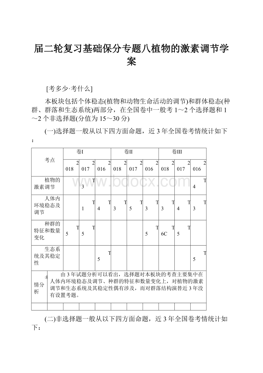 届二轮复习基础保分专题八植物的激素调节学案.docx