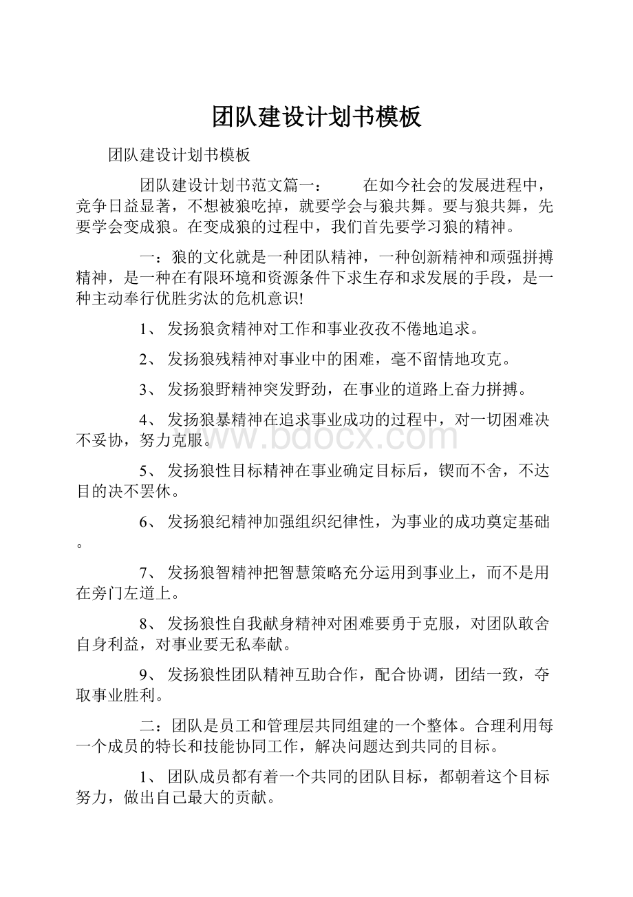 团队建设计划书模板.docx