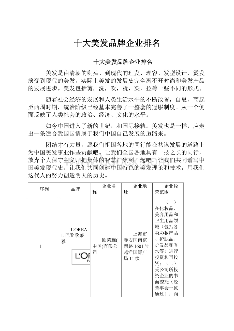 十大美发品牌企业排名.docx