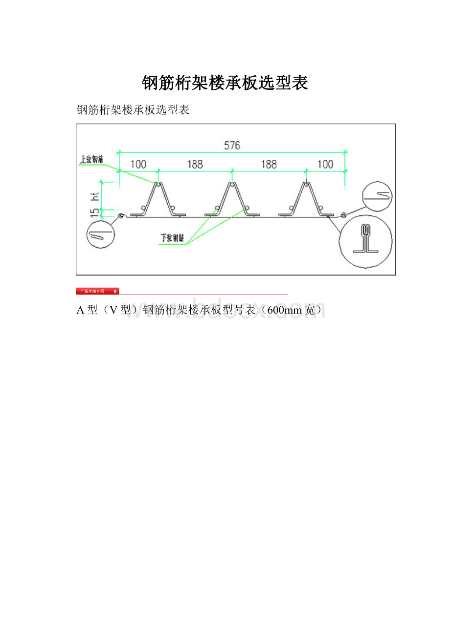 钢筋桁架楼承板选型表.docx