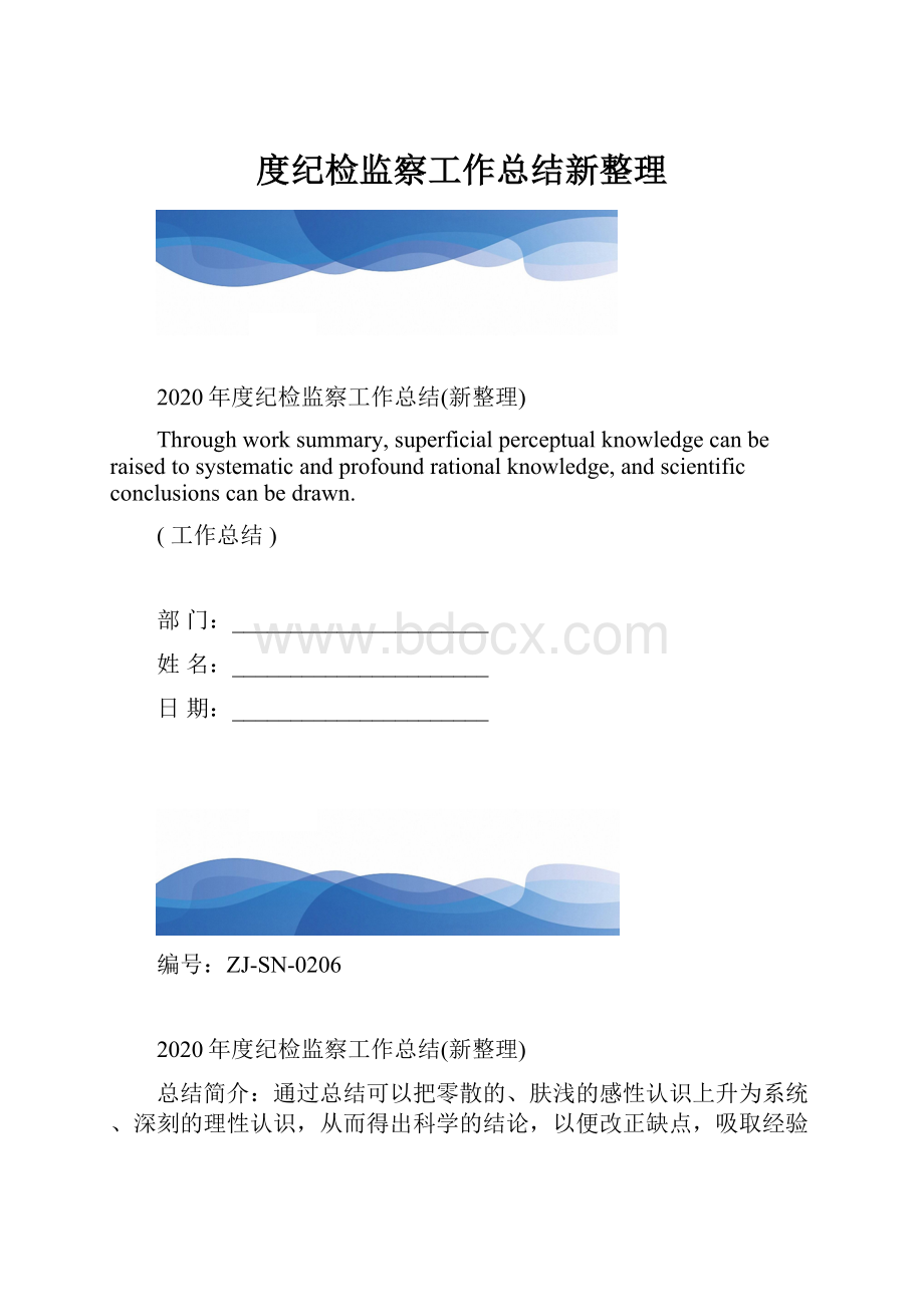 度纪检监察工作总结新整理.docx