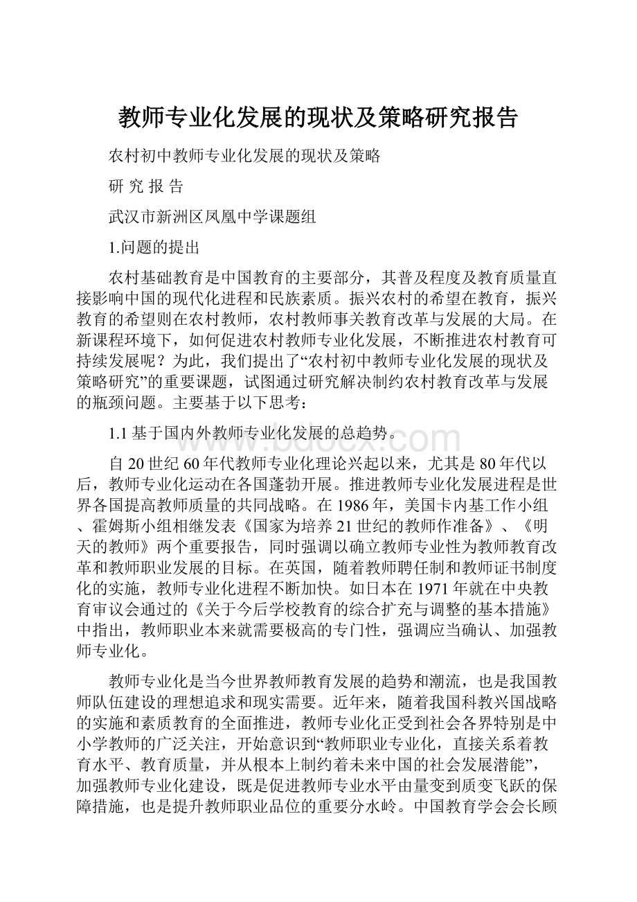 教师专业化发展的现状及策略研究报告.docx