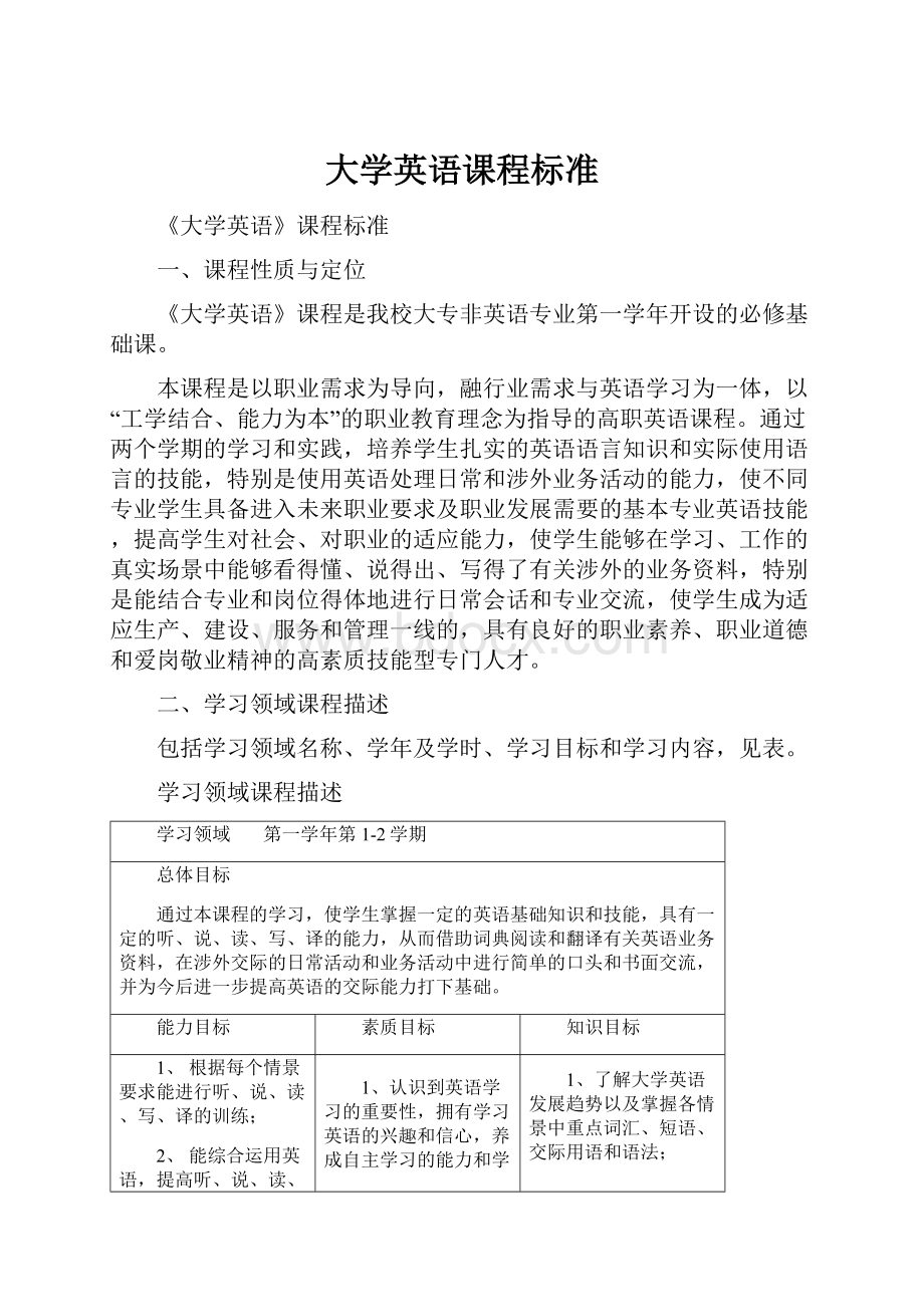 大学英语课程标准.docx