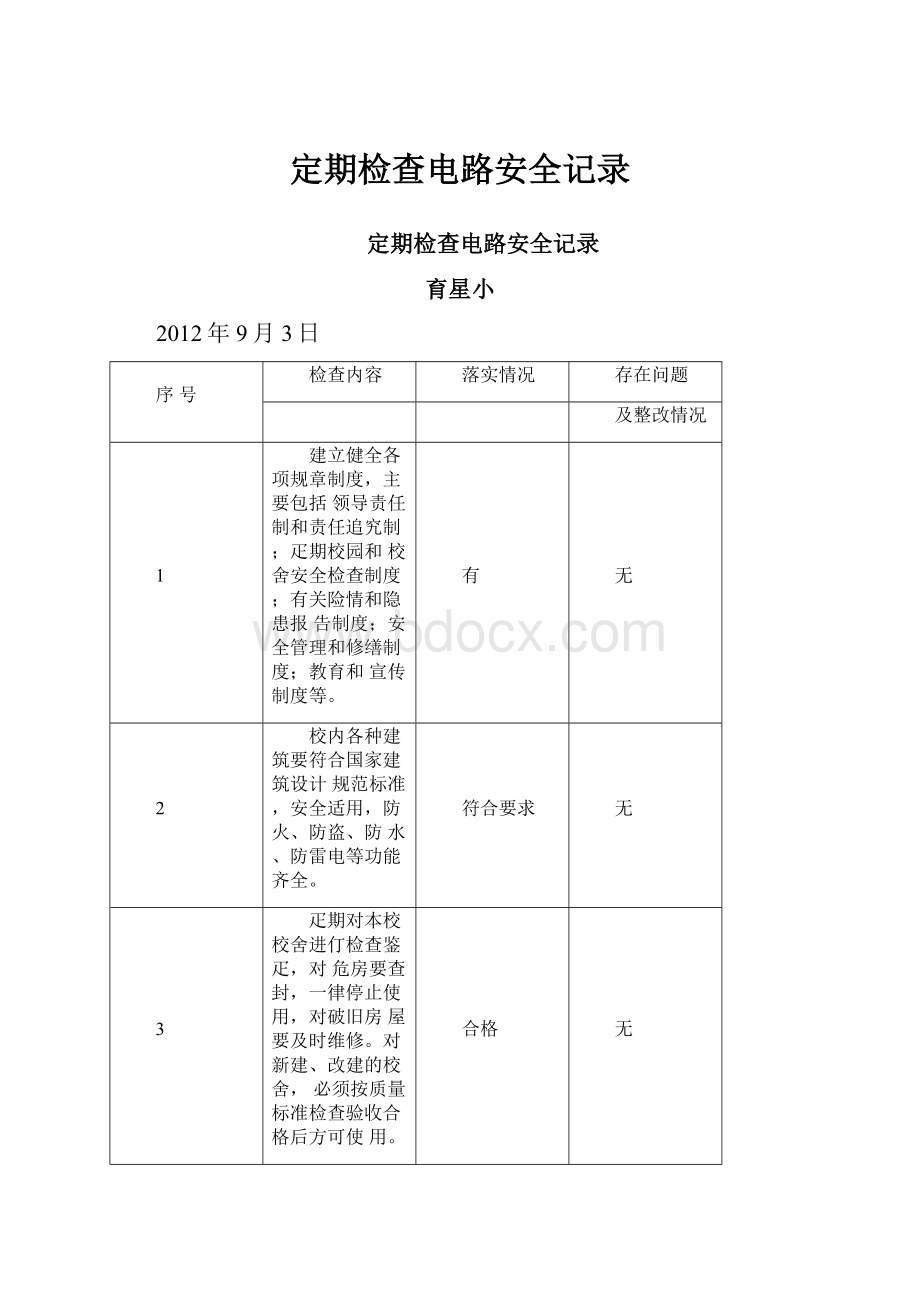 定期检查电路安全记录.docx