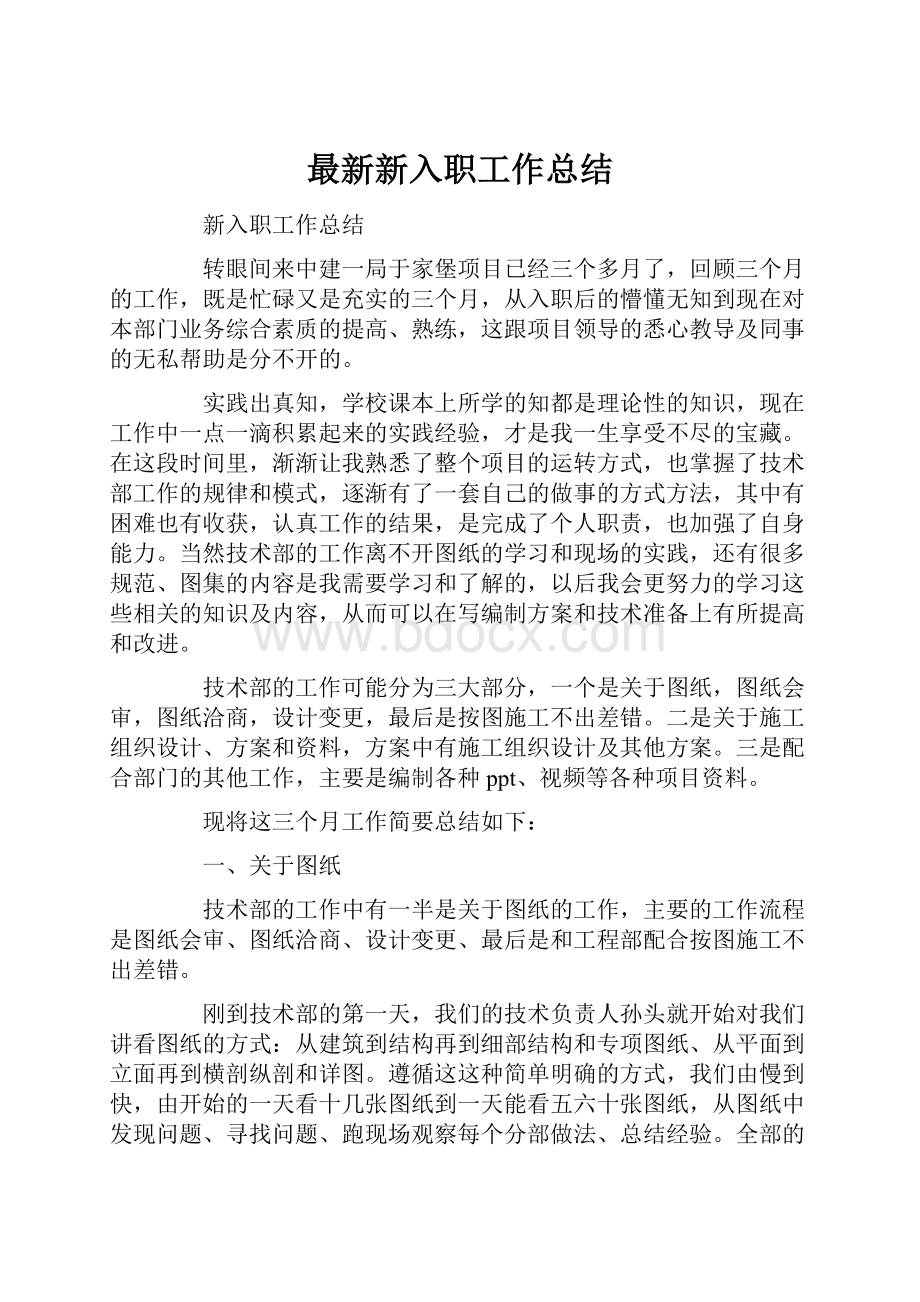 最新新入职工作总结.docx