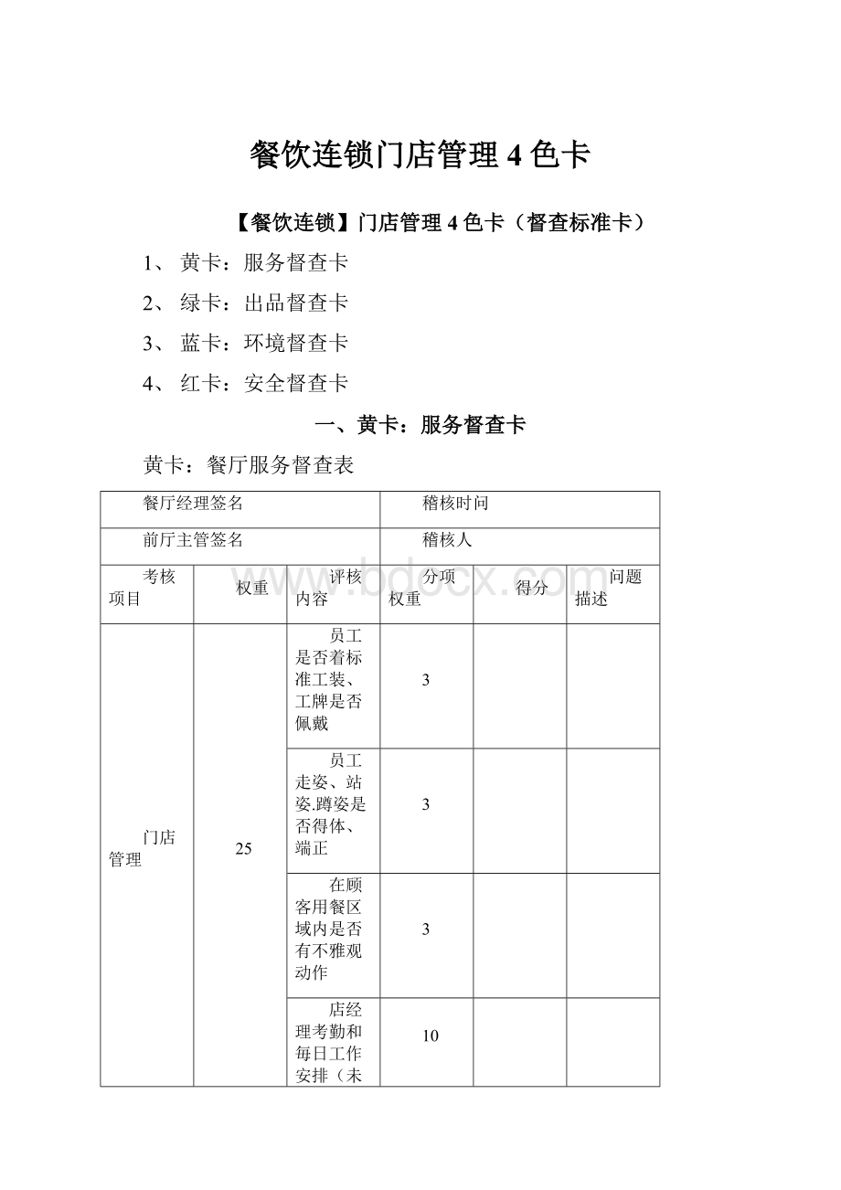 餐饮连锁门店管理4色卡.docx