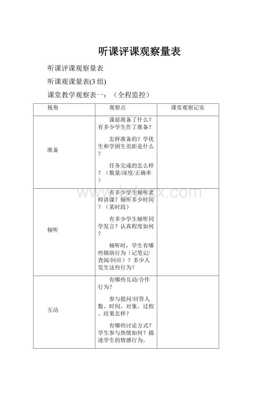 听课评课观察量表.docx