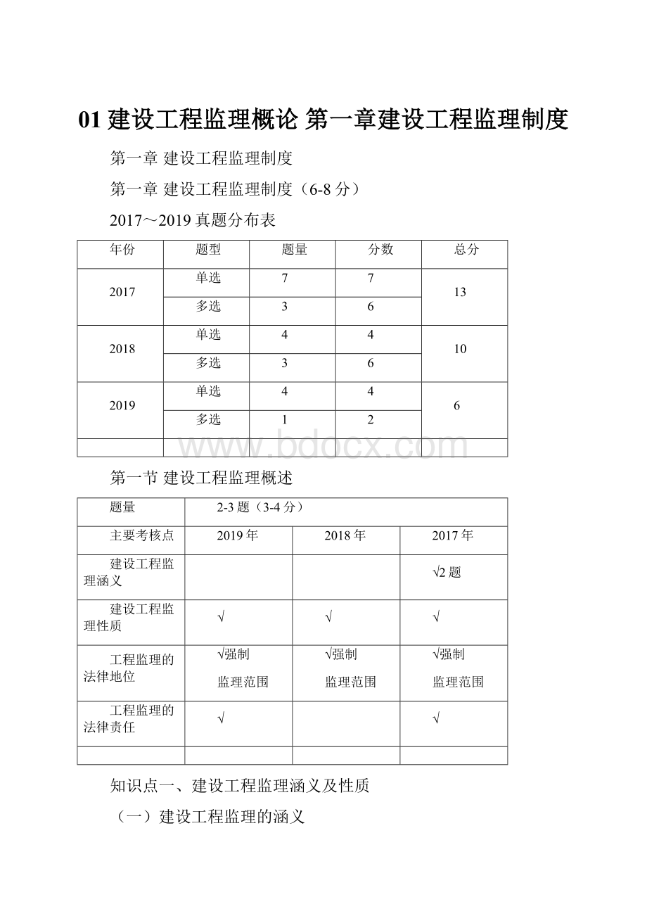 01建设工程监理概论第一章建设工程监理制度.docx