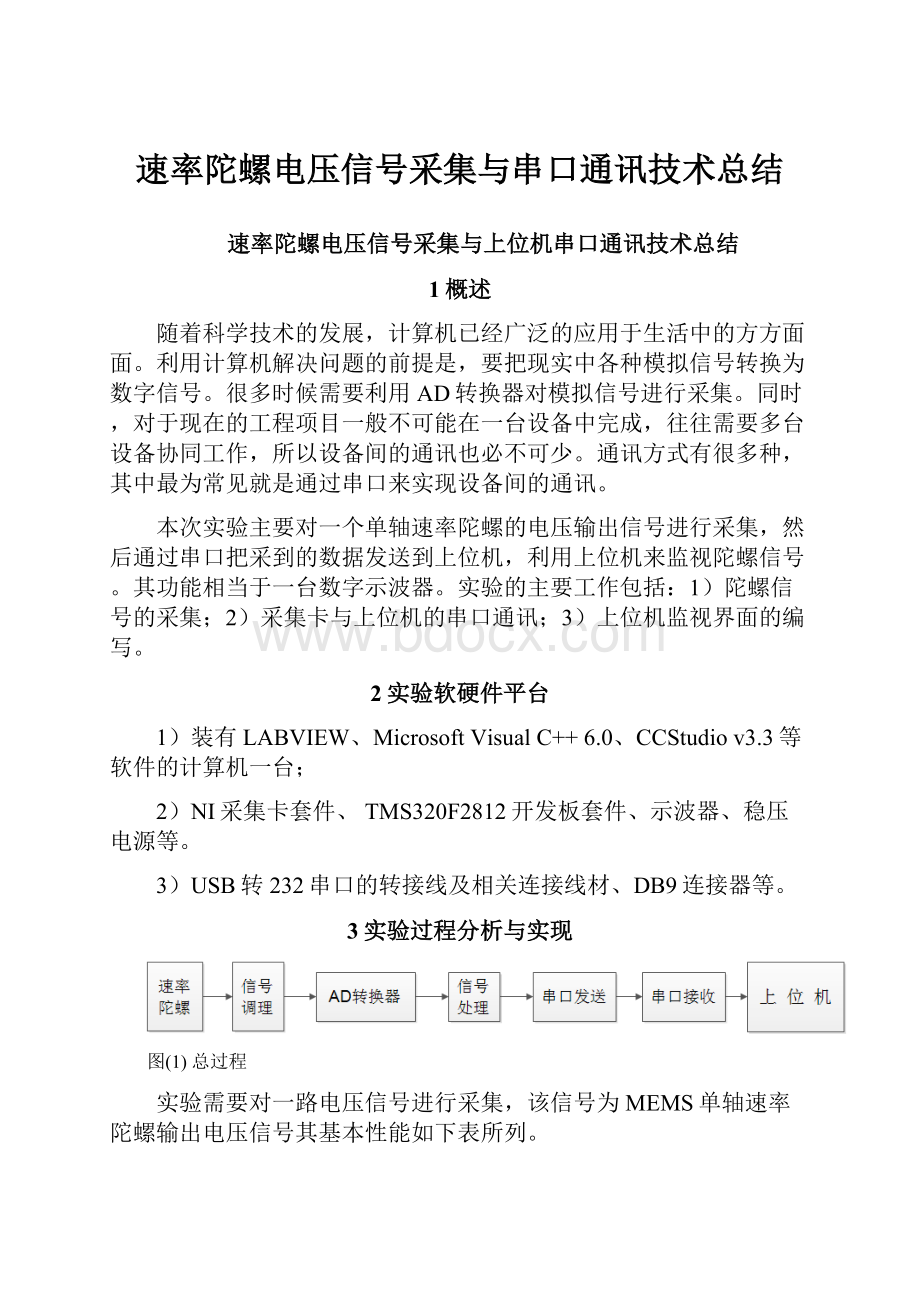 速率陀螺电压信号采集与串口通讯技术总结.docx_第1页