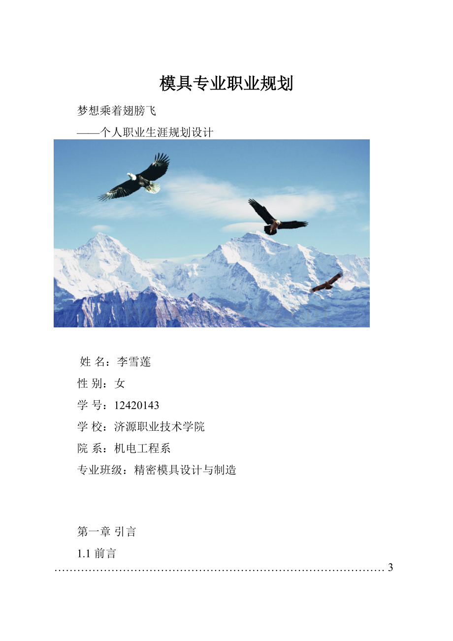 模具专业职业规划.docx_第1页