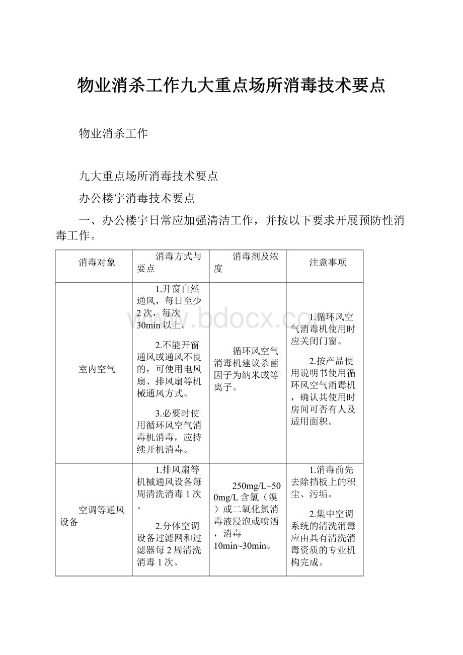 物业消杀工作九大重点场所消毒技术要点.docx_第1页