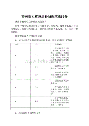 济南市租赁住房补贴新政策问答.docx