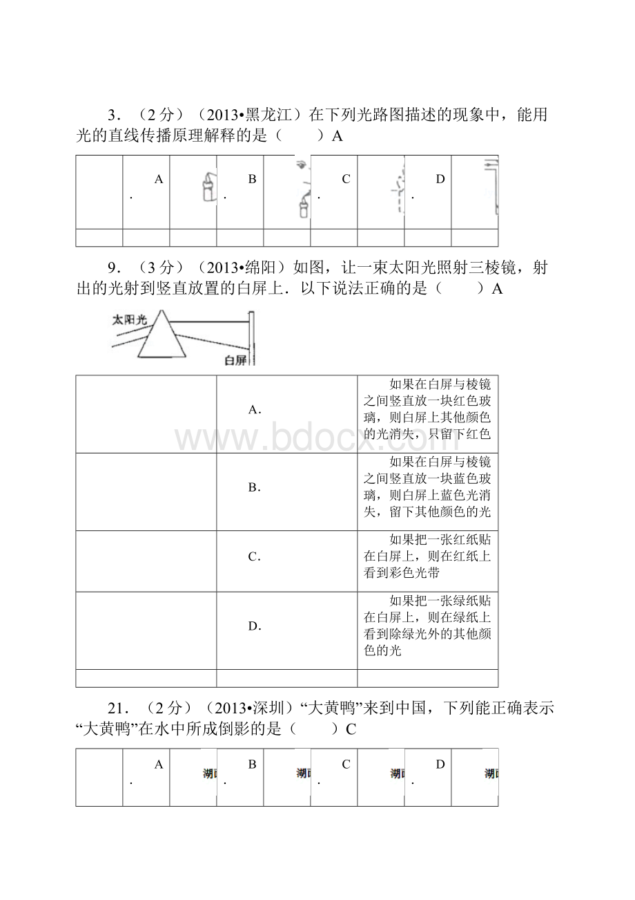 全国各地中考光现象有答案.docx_第2页