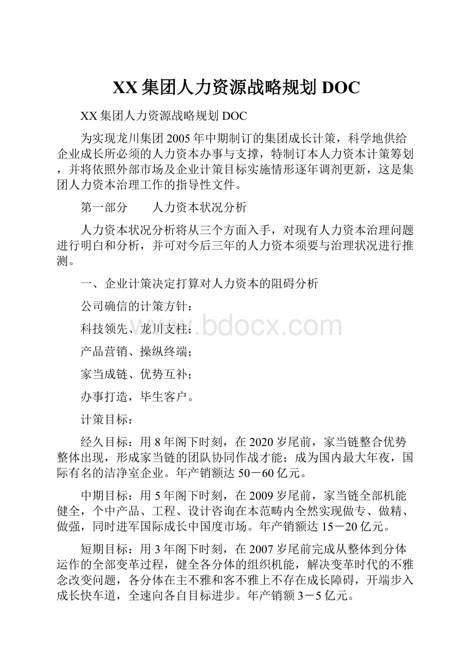 XX集团人力资源战略规划DOC.docx