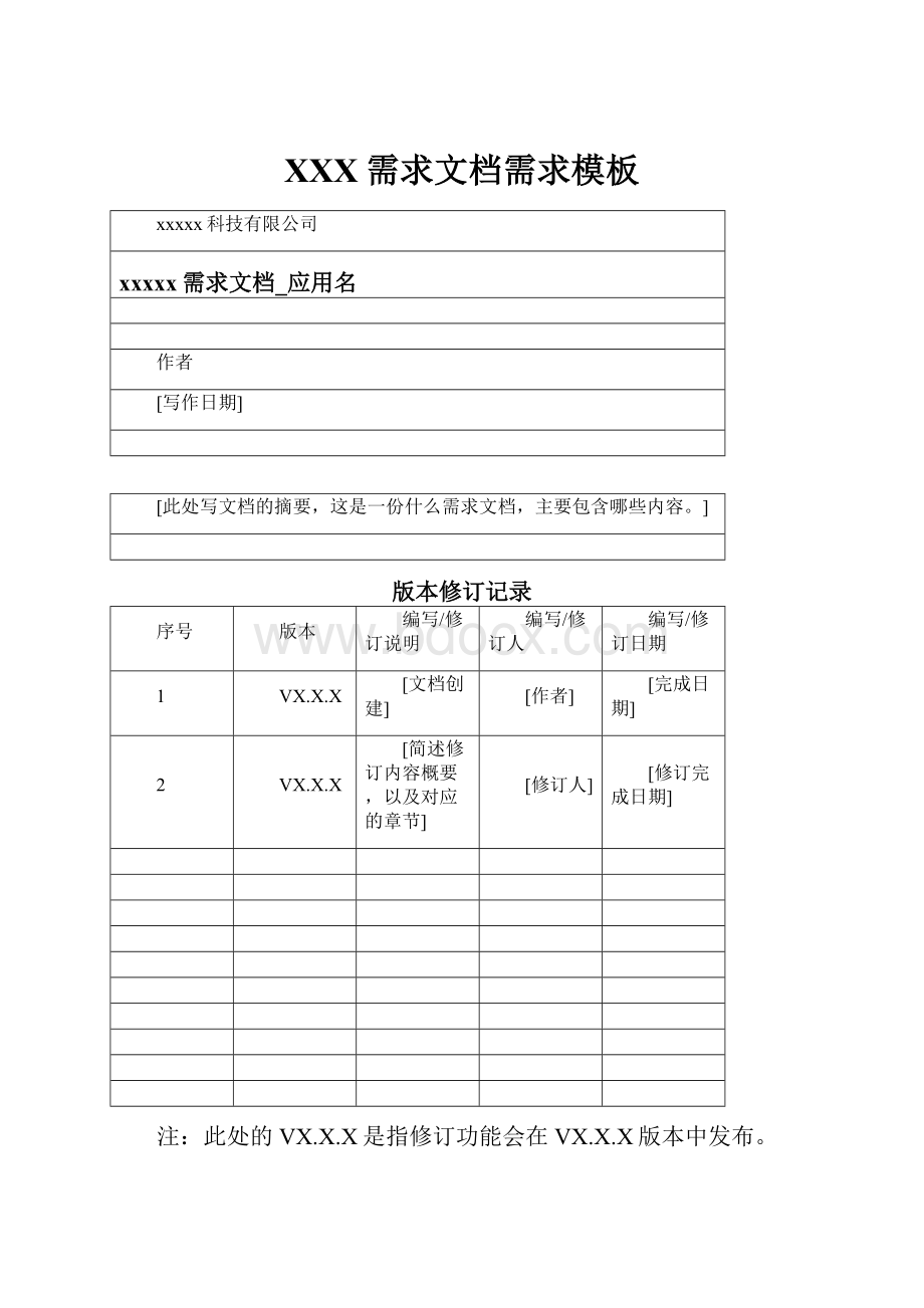 XXX需求文档需求模板.docx_第1页