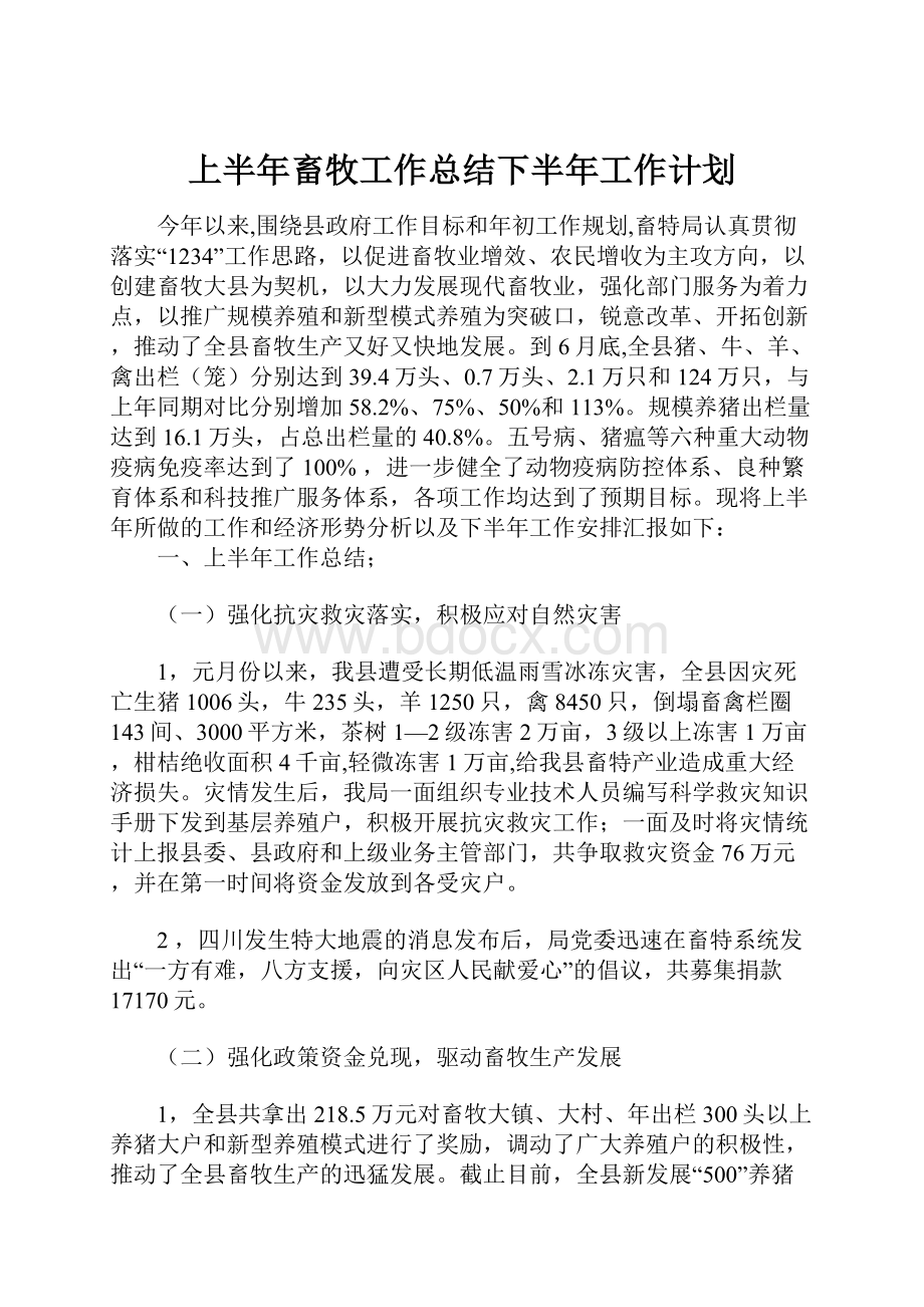 上半年畜牧工作总结下半年工作计划.docx