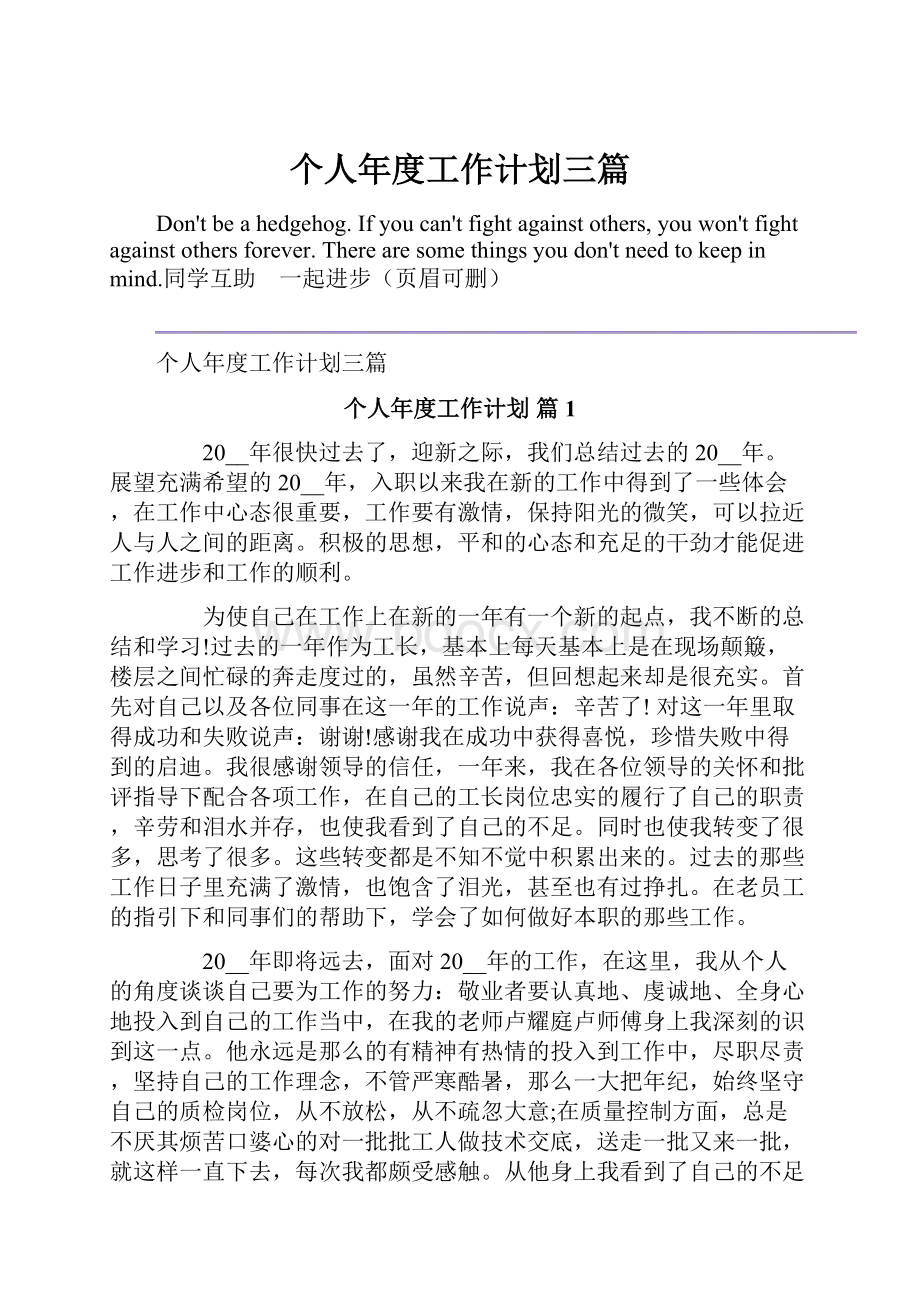 个人年度工作计划三篇.docx