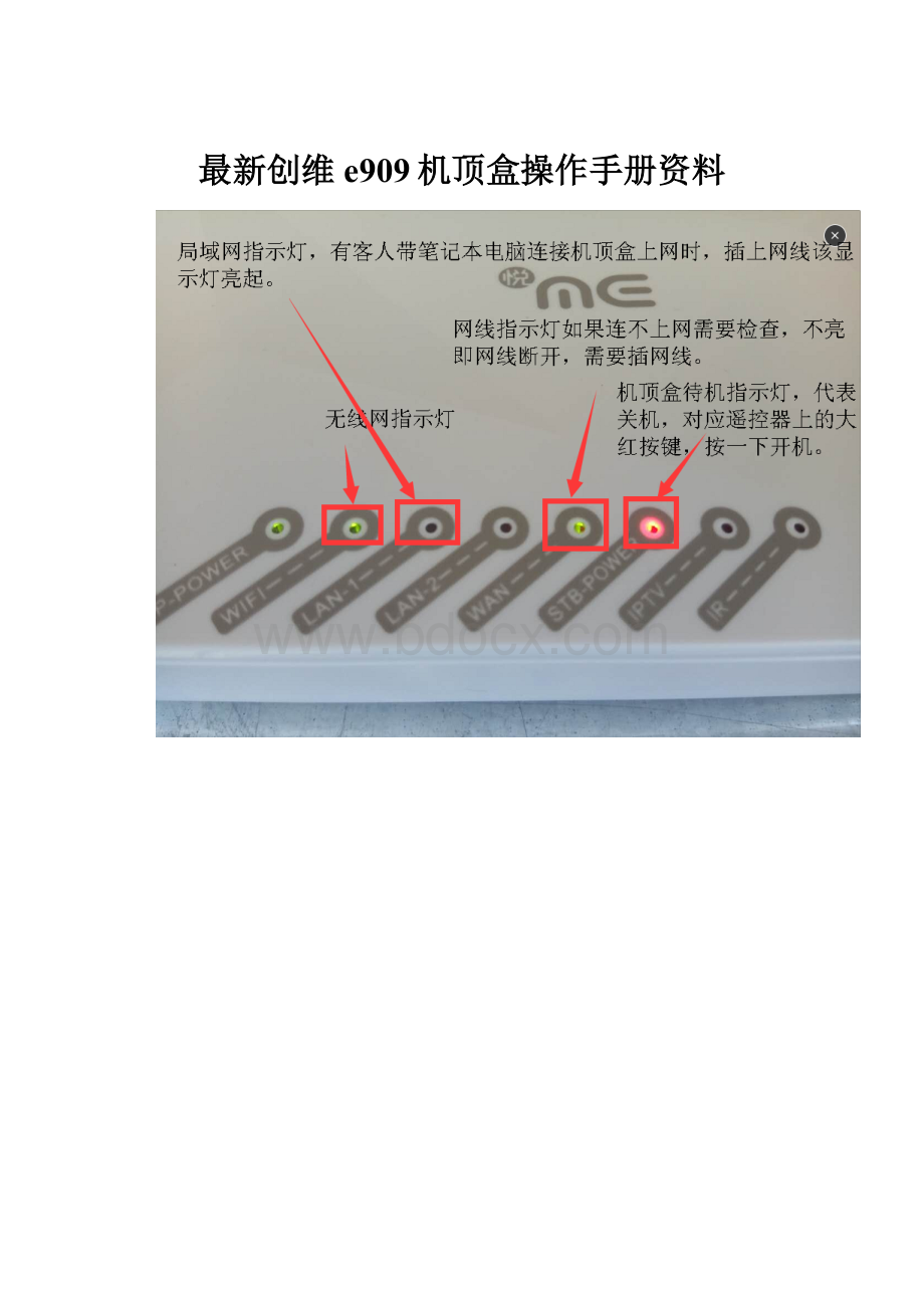 最新创维e909机顶盒操作手册资料.docx